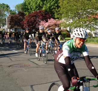 Cyclists on N Broadway in Nyack during Gran Fondo 2011