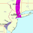 A modern map which approximates the relative size and location of the settled areas of New Netherland and New Sweden, which was never officially recognized by the Dutch Republic. Source: Wikipedia