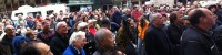 Crowd gathered outside of Nyack Village Hall on 10-31-2012 to get Hurricane Sandy recovery update from Nyack Mayor Jen White and Village Board.